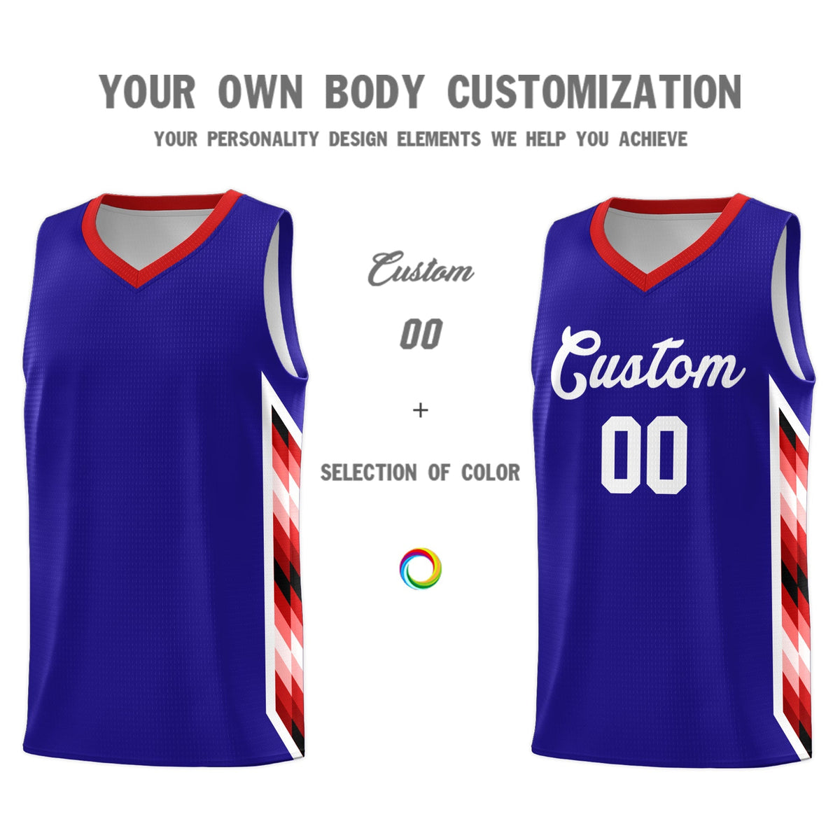 Custom Royal Mosaic Gradient Fashion Sports Uniform Basketball Jersey