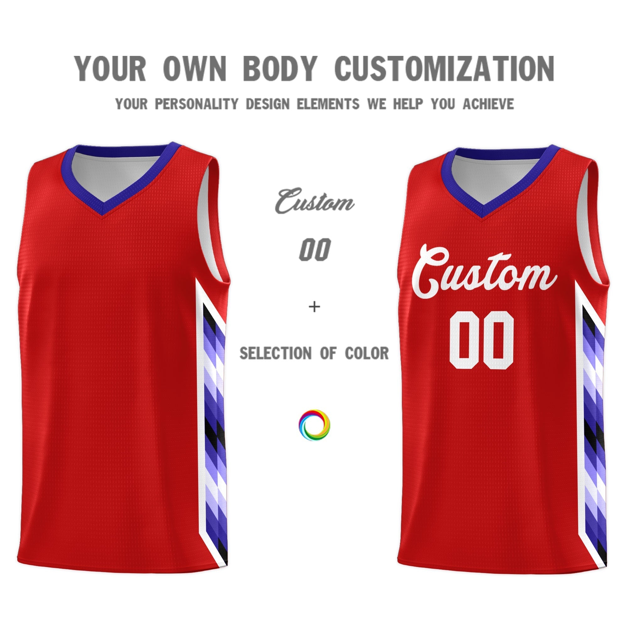 Custom Red Mosaic Gradient Fashion Sports Uniform Basketball Jersey