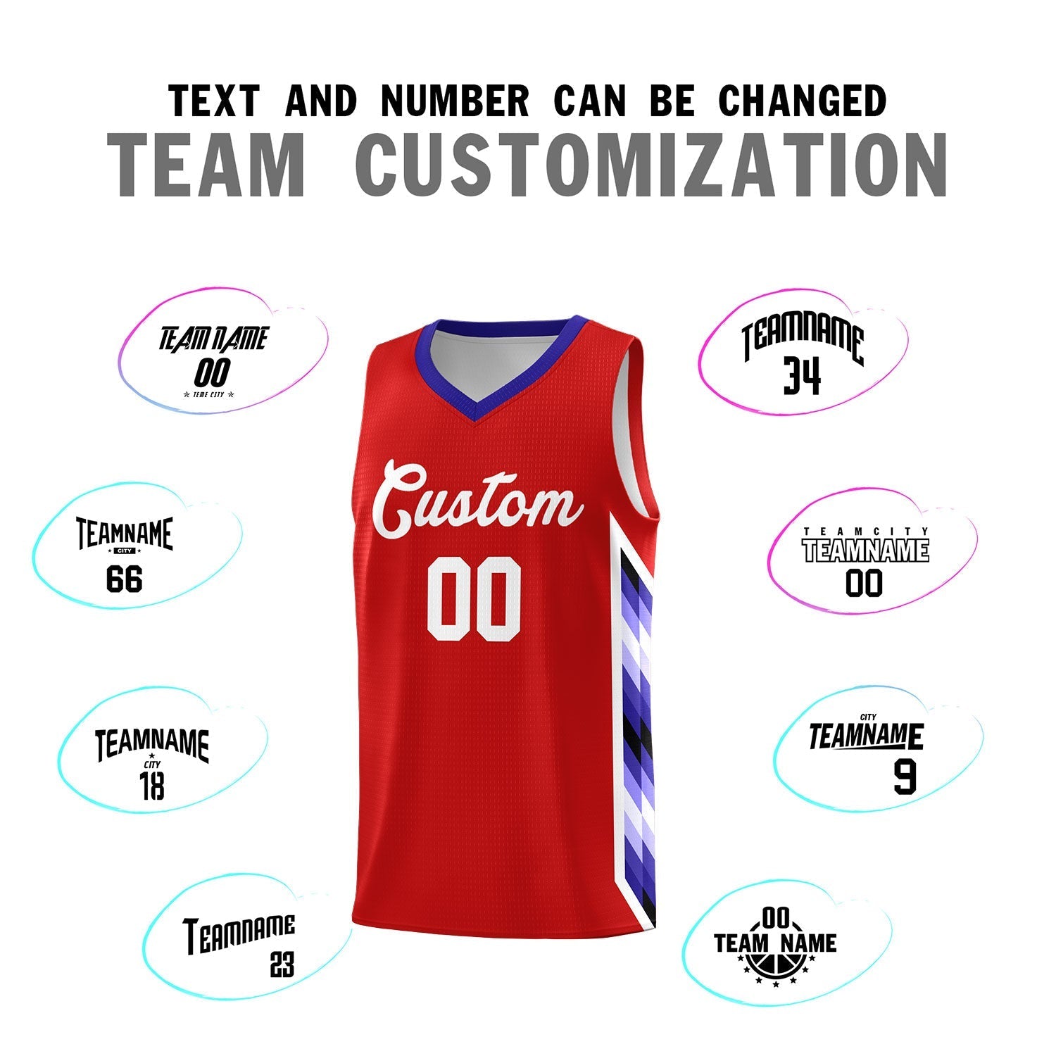 Custom Red Mosaic Gradient Fashion Sports Uniform Basketball Jersey