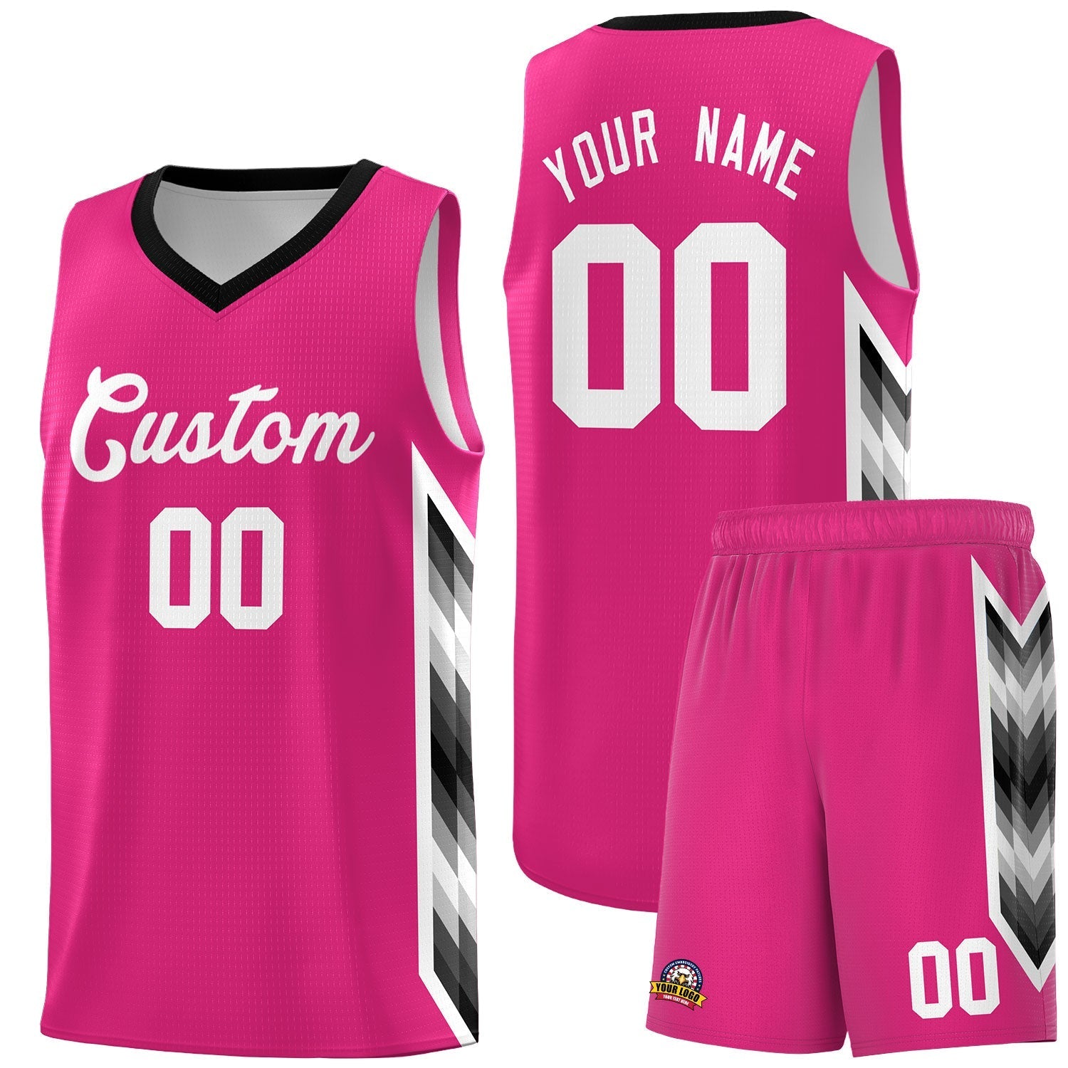 Custom Rose Red Mosaic Gradient Fashion Sports Uniform Basketball Jersey