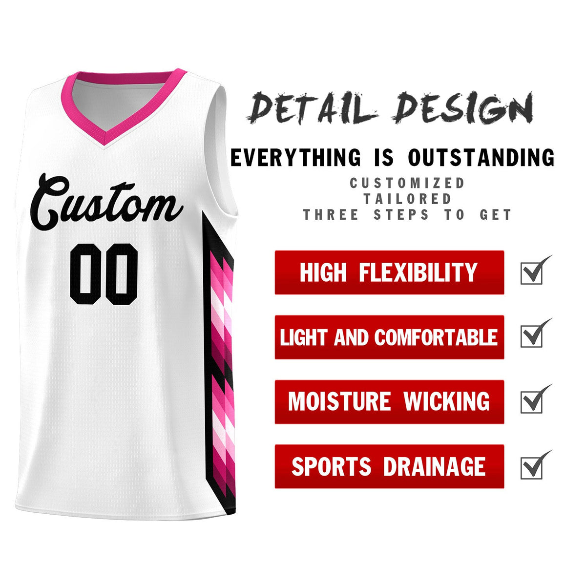 Custom White Mosaic Gradient Fashion Sports Uniform Basketball Jersey