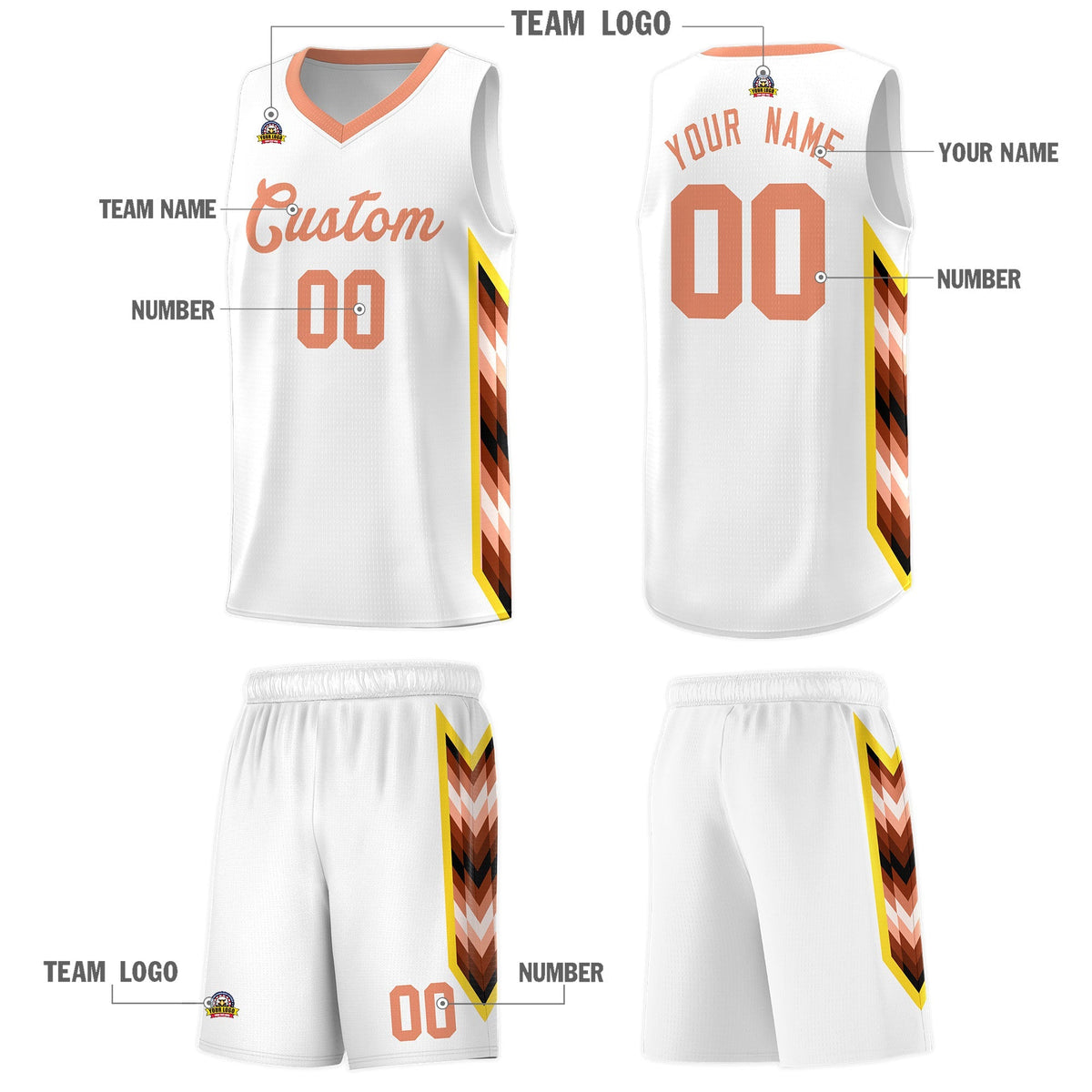 Custom White Mosaic Gradient Fashion Sports Uniform Basketball Jersey