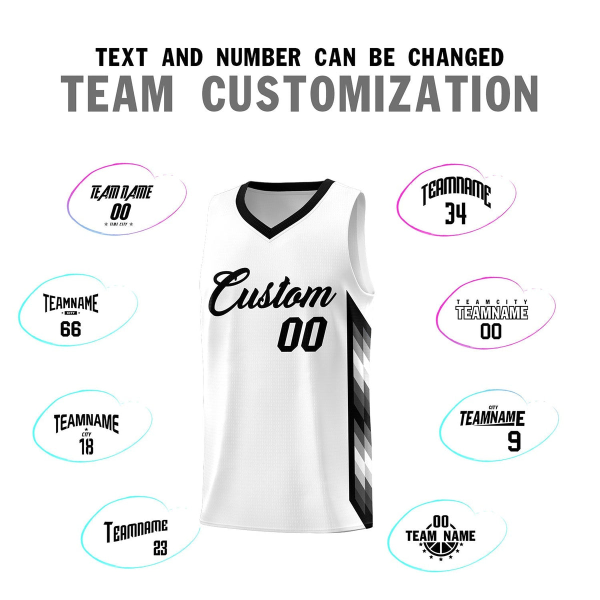 Custom White Mosaic Gradient Fashion Sports Uniform Basketball Jersey