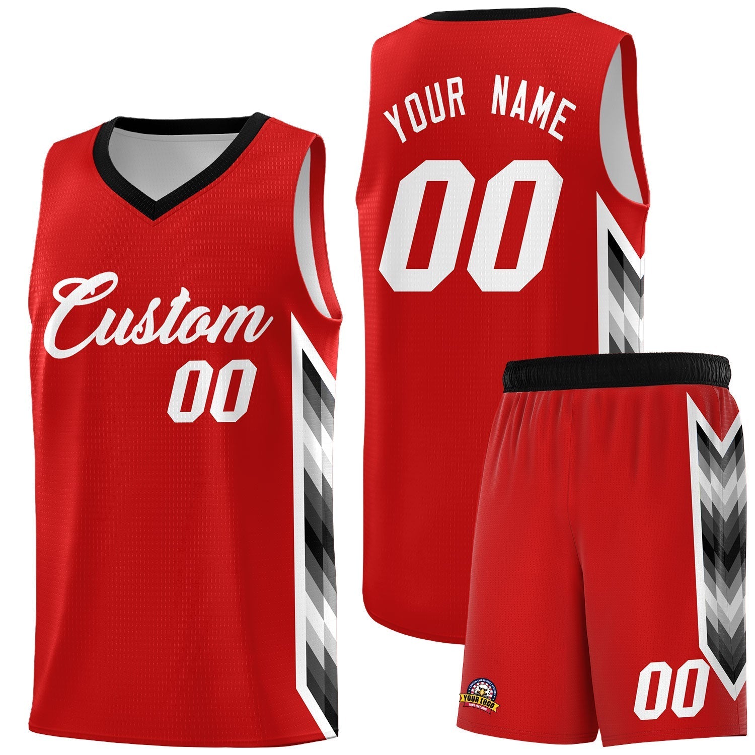 Custom Red Mosaic Gradient Fashion Sports Uniform Basketball Jersey