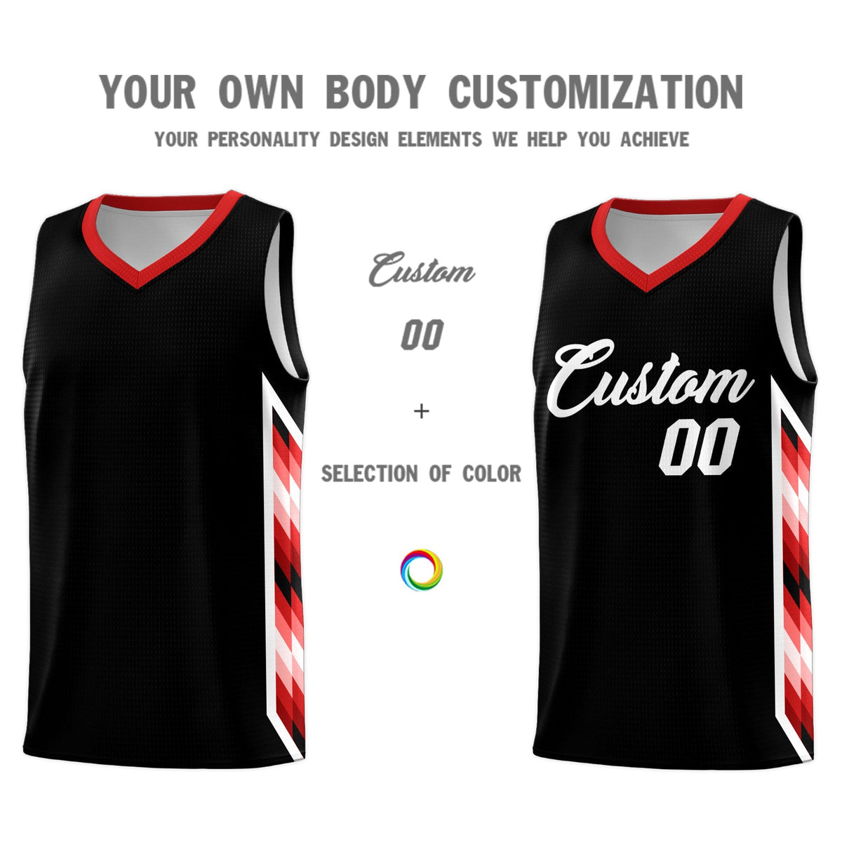 Custom Black Mosaic Gradient Fashion Sports Uniform Basketball Jersey