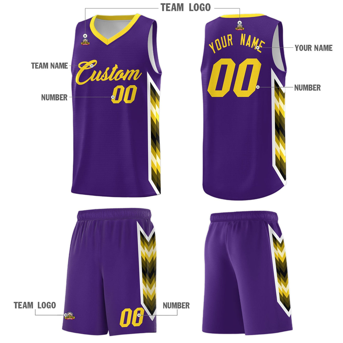Custom Purple Mosaic Gradient Fashion Sports Uniform Basketball Jersey