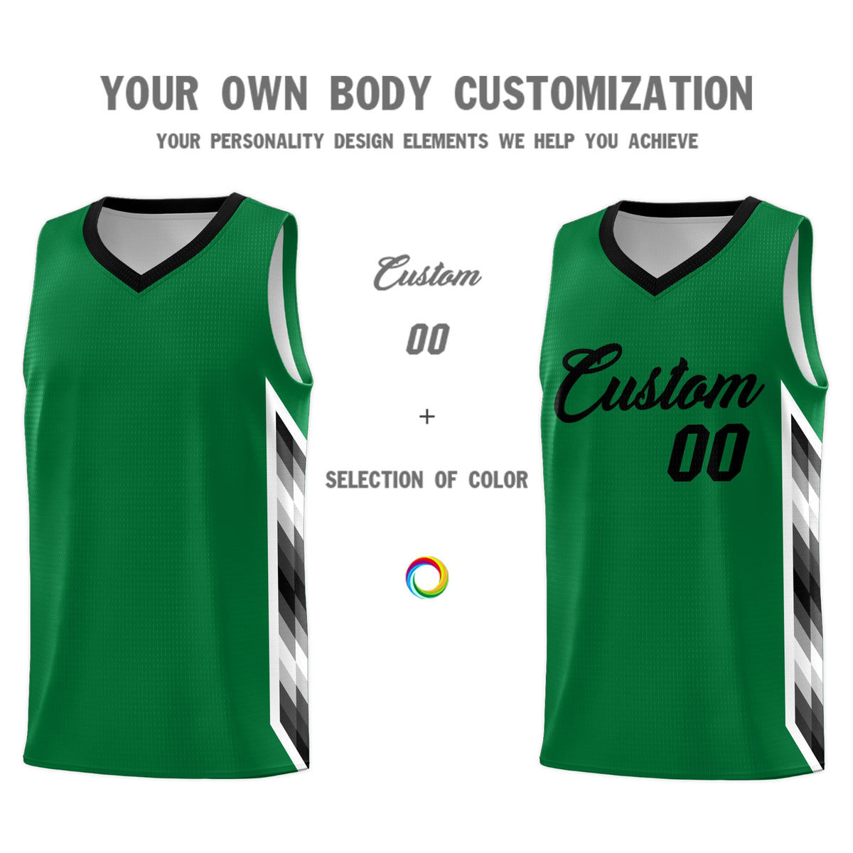 Custom Kelly Green Mosaic Gradient Fashion Sports Uniform Basketball Jersey