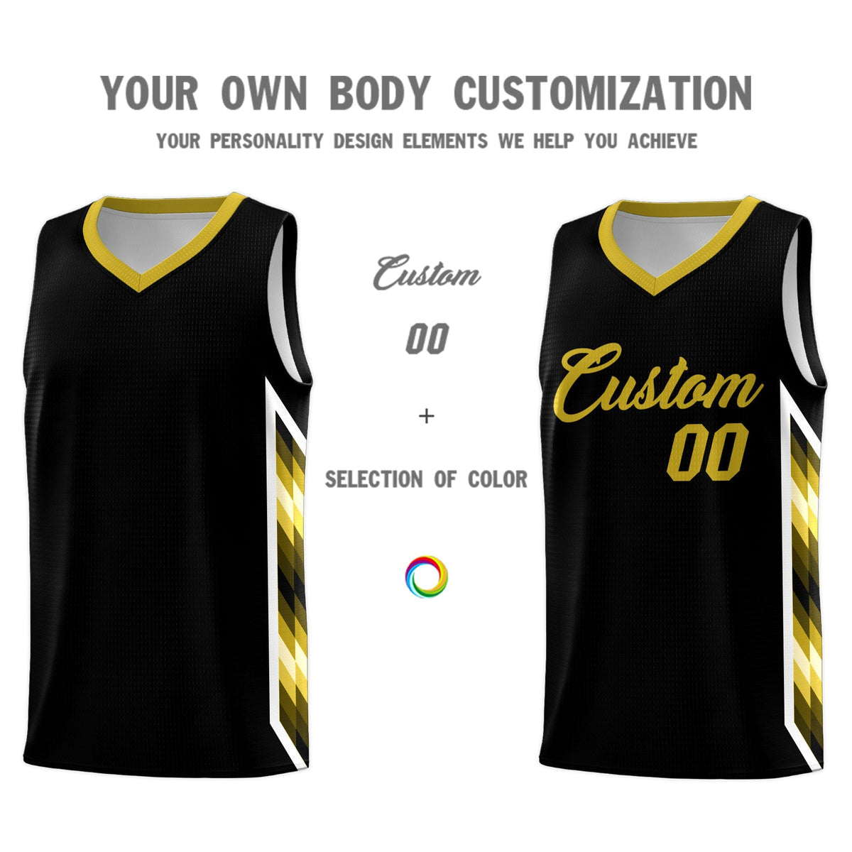 Custom Black Mosaic Gradient Fashion Sports Uniform Basketball Jersey