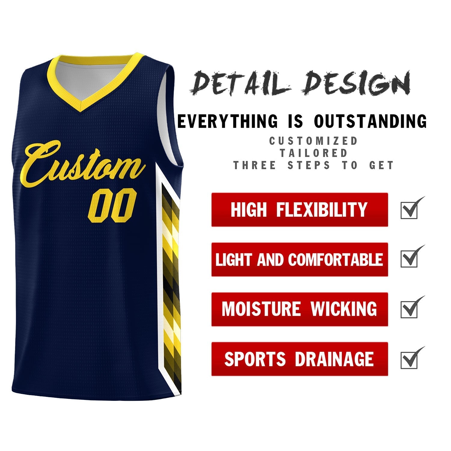 Custom Navy Mosaic Gradient Fashion Sports Uniform Basketball Jersey