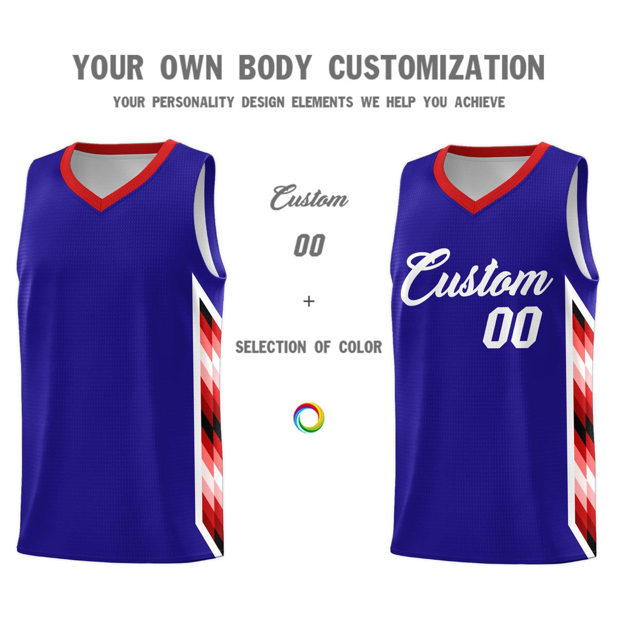Custom Royal Mosaic Gradient Fashion Sports Uniform Basketball Jersey