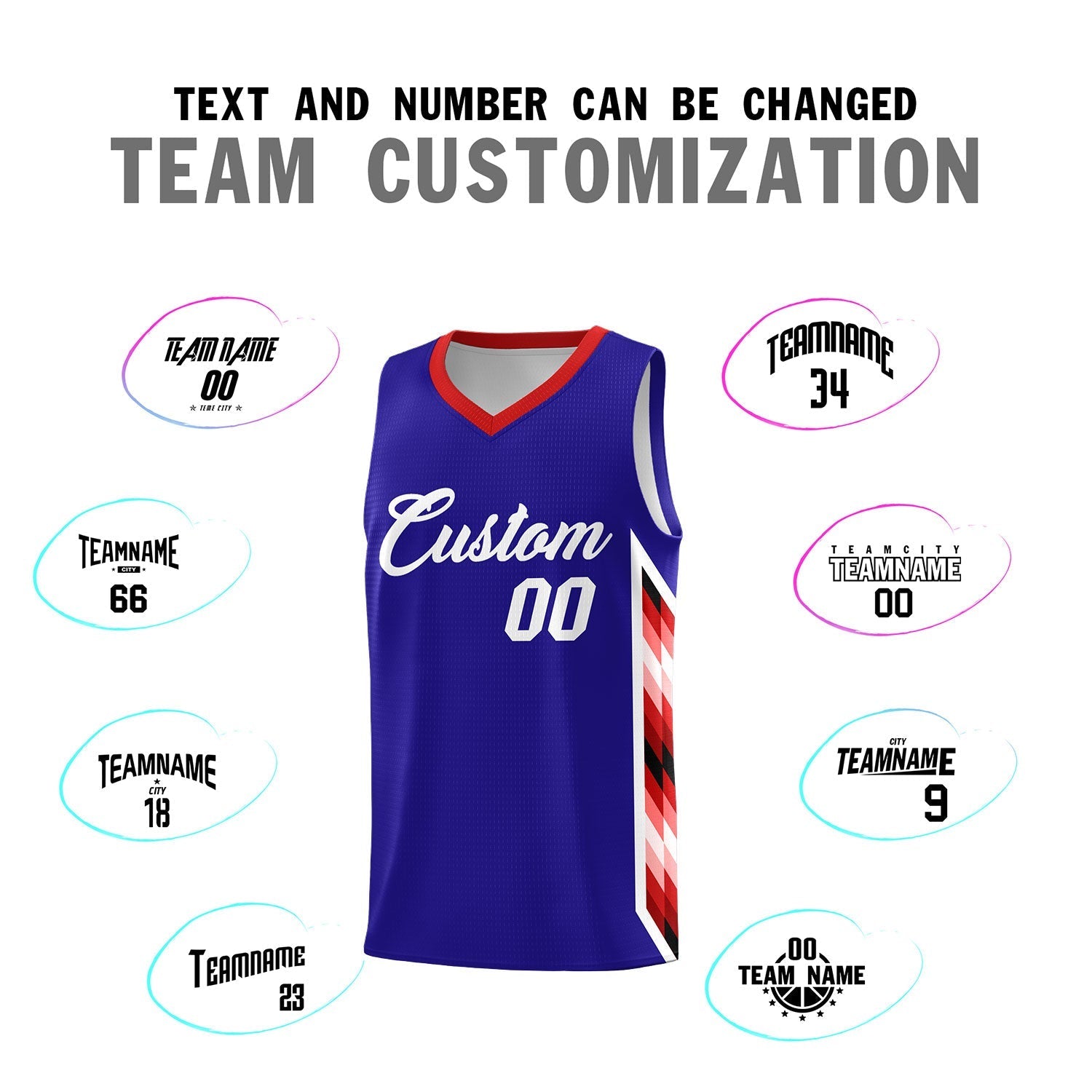 Custom Royal Mosaic Gradient Fashion Sports Uniform Basketball Jersey