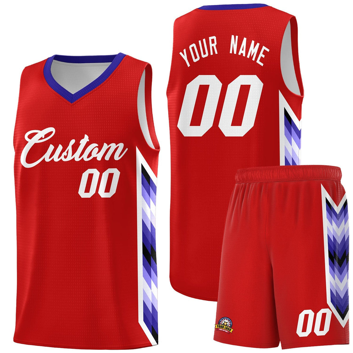 Custom Red Mosaic Gradient Fashion Sports Uniform Basketball Jersey
