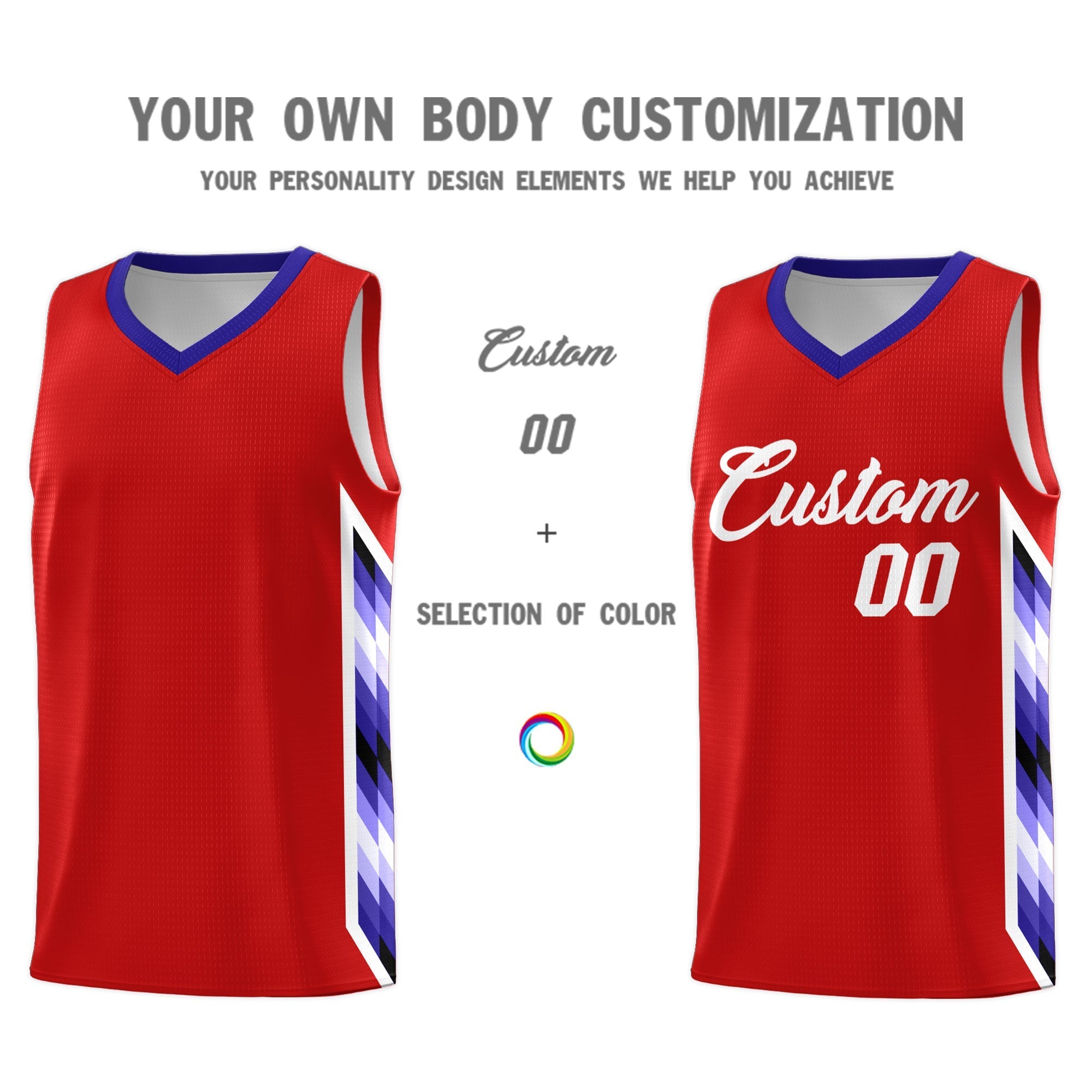 Custom Red Mosaic Gradient Fashion Sports Uniform Basketball Jersey