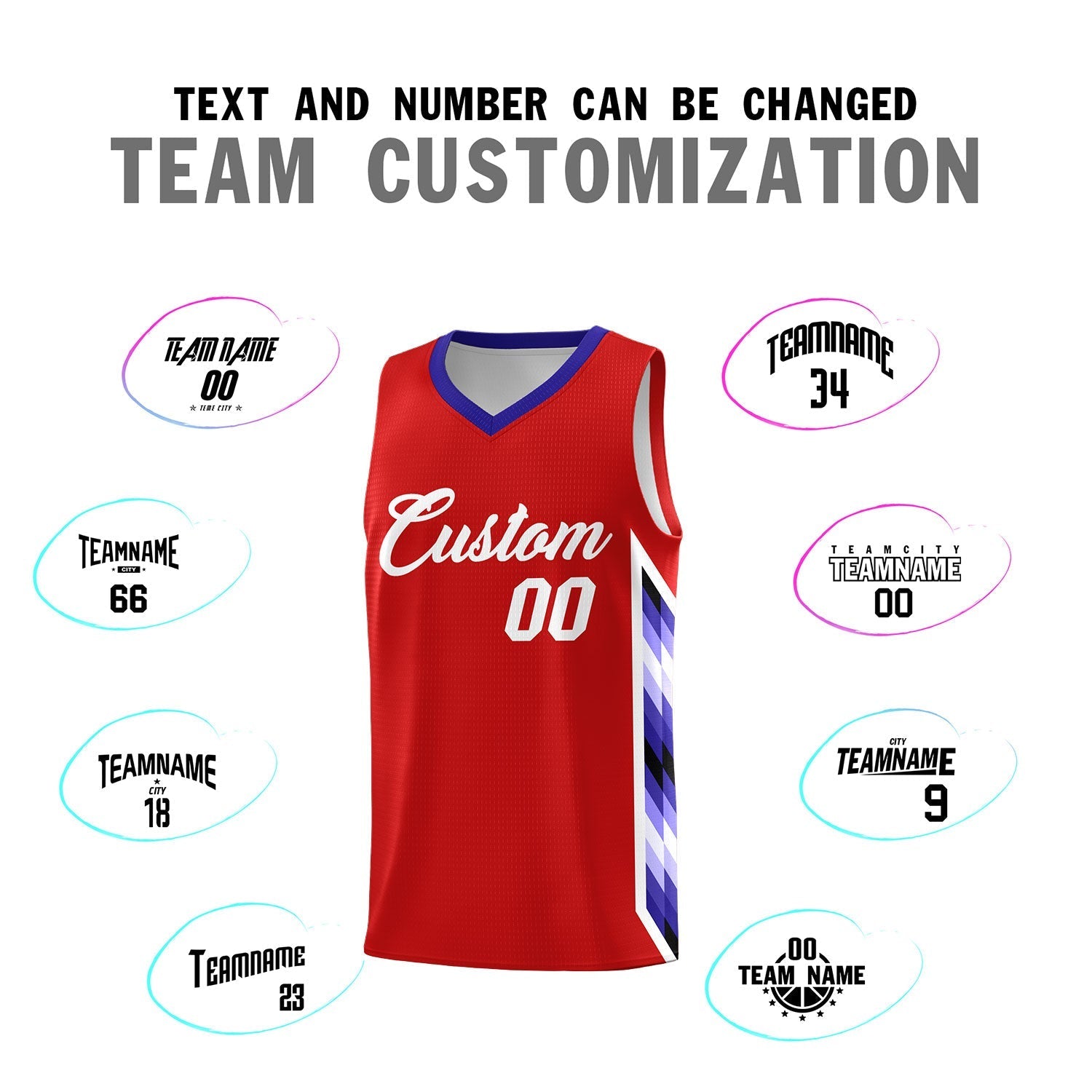 Custom Red Mosaic Gradient Fashion Sports Uniform Basketball Jersey