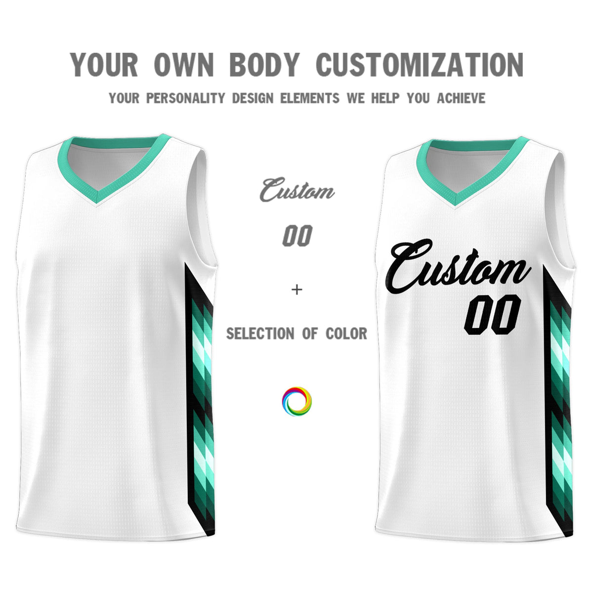 Custom White Mosaic Gradient Fashion Sports Uniform Basketball Jersey