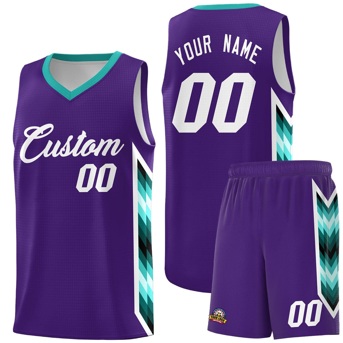Custom Purple Mosaic Gradient Fashion Sports Uniform Basketball Jersey