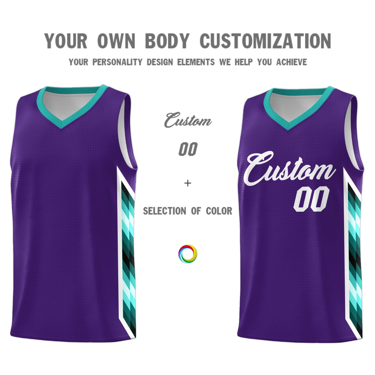 Custom Purple Mosaic Gradient Fashion Sports Uniform Basketball Jersey
