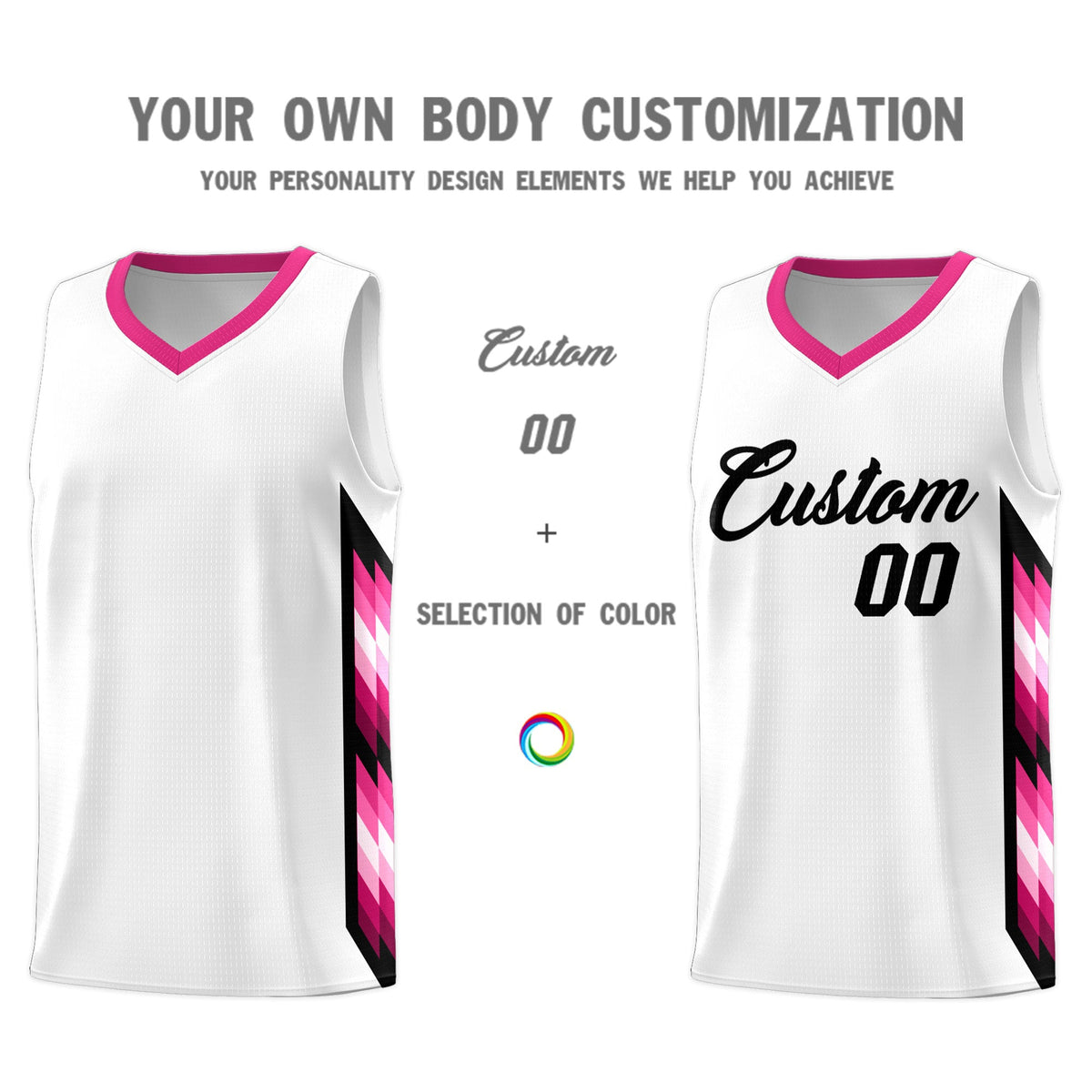 Custom White Mosaic Gradient Fashion Sports Uniform Basketball Jersey