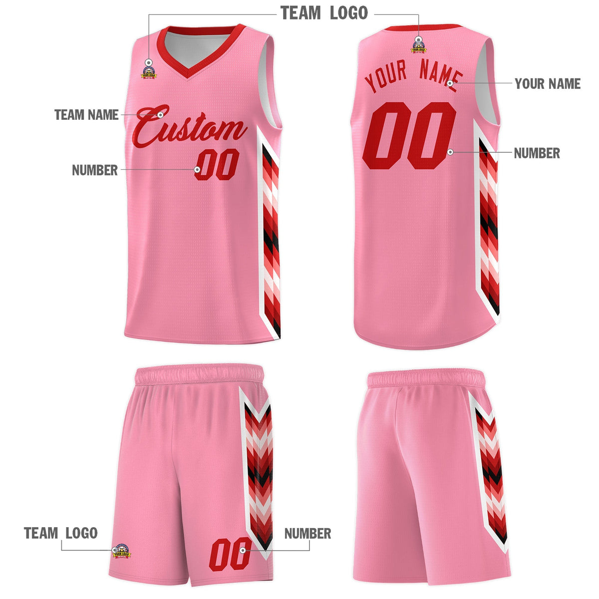 Custom Light Pink Mosaic Gradient Fashion Sports Uniform Basketball Jersey