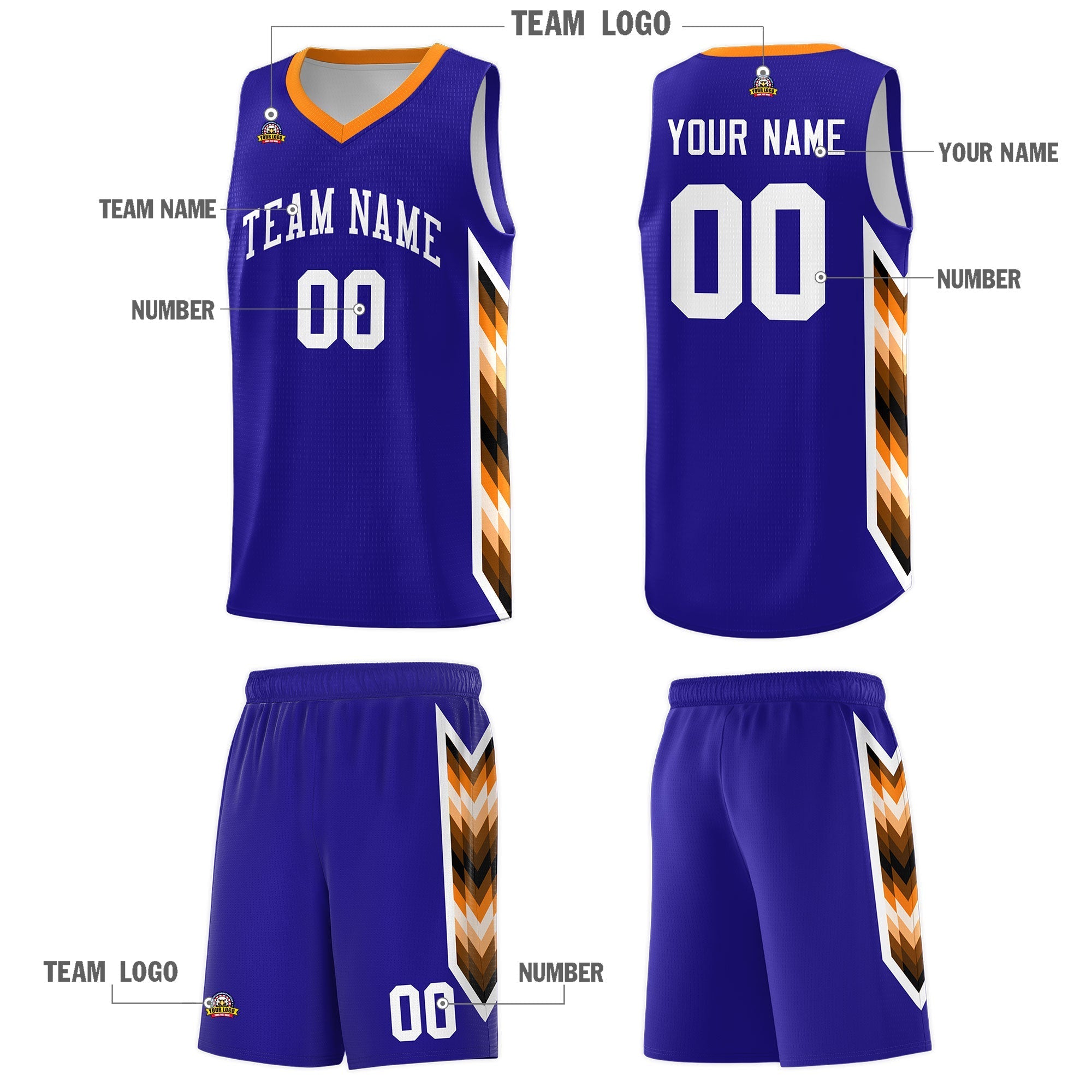 Custom Royal Mosaic Gradient Fashion Sports Uniform Basketball Jersey