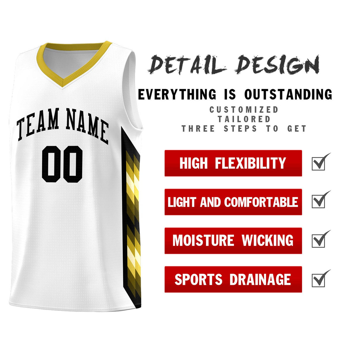 Custom White Mosaic Gradient Fashion Sports Uniform Basketball Jersey