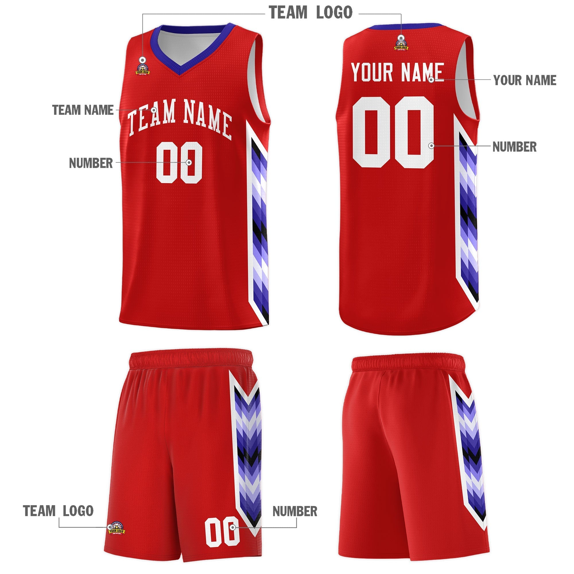 Custom Red Mosaic Gradient Fashion Sports Uniform Basketball Jersey