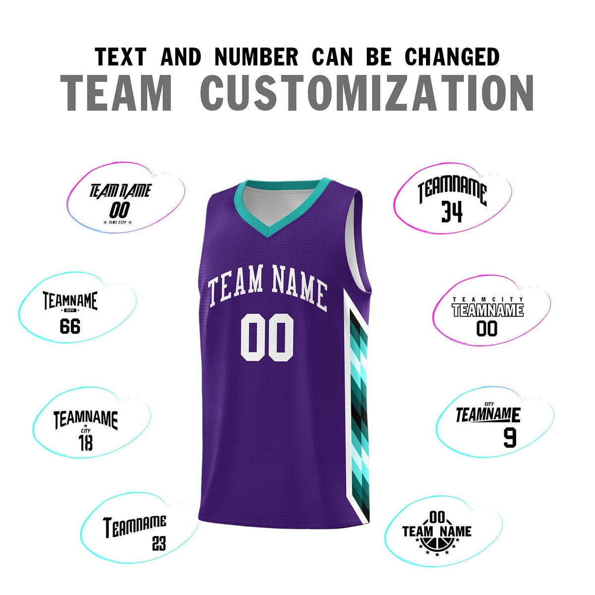 Custom Purple Mosaic Gradient Fashion Sports Uniform Basketball Jersey
