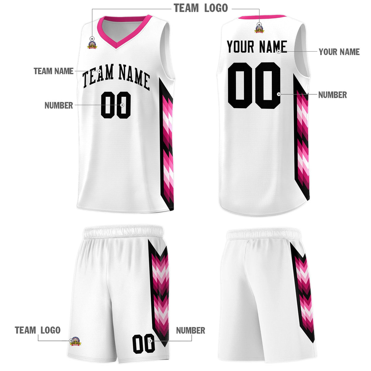Custom White Mosaic Gradient Fashion Sports Uniform Basketball Jersey