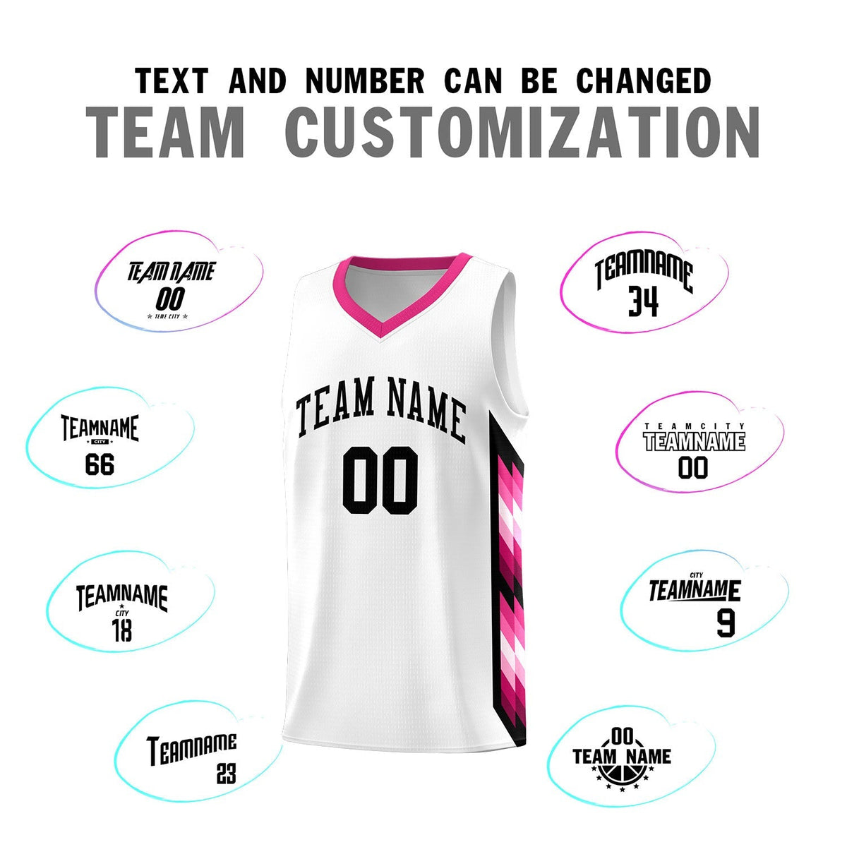 Custom White Mosaic Gradient Fashion Sports Uniform Basketball Jersey
