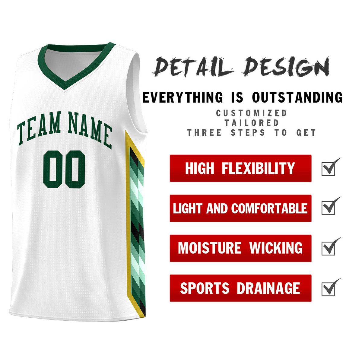 Custom White Mosaic Gradient Fashion Sports Uniform Basketball Jersey