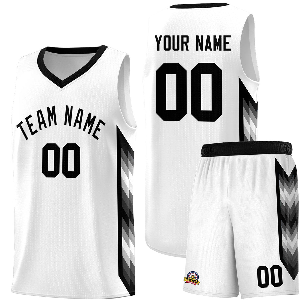 Custom White Mosaic Gradient Fashion Sports Uniform Basketball Jersey