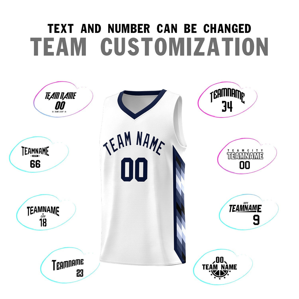 Custom White Mosaic Gradient Fashion Sports Uniform Basketball Jersey