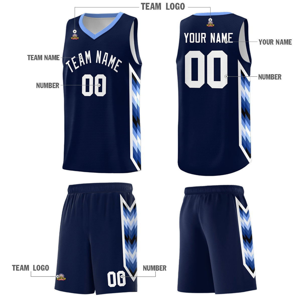 Custom Navy Mosaic Gradient Fashion Sports Uniform Basketball Jersey