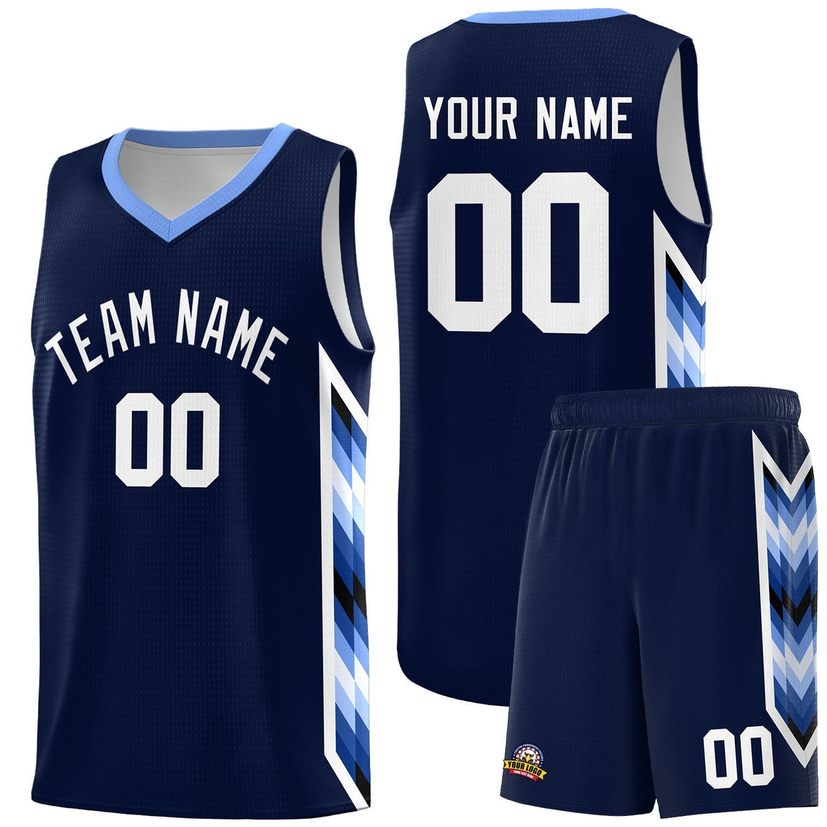 Custom Navy Mosaic Gradient Fashion Sports Uniform Basketball Jersey