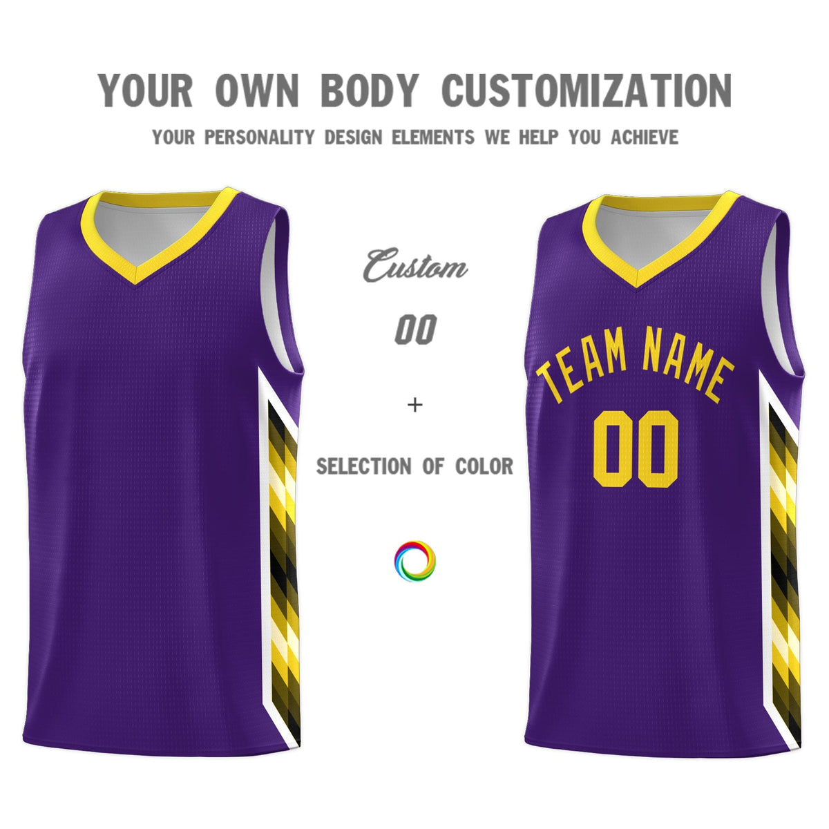 Custom Purple Mosaic Gradient Fashion Sports Uniform Basketball Jersey