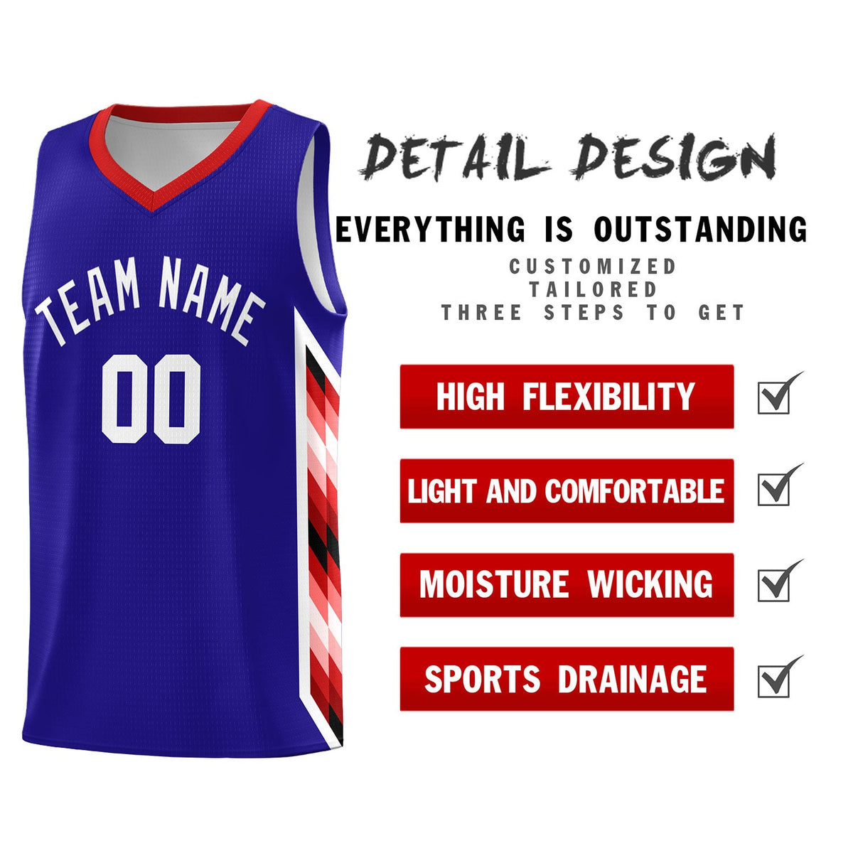 Custom Royal Mosaic Gradient Fashion Sports Uniform Basketball Jersey