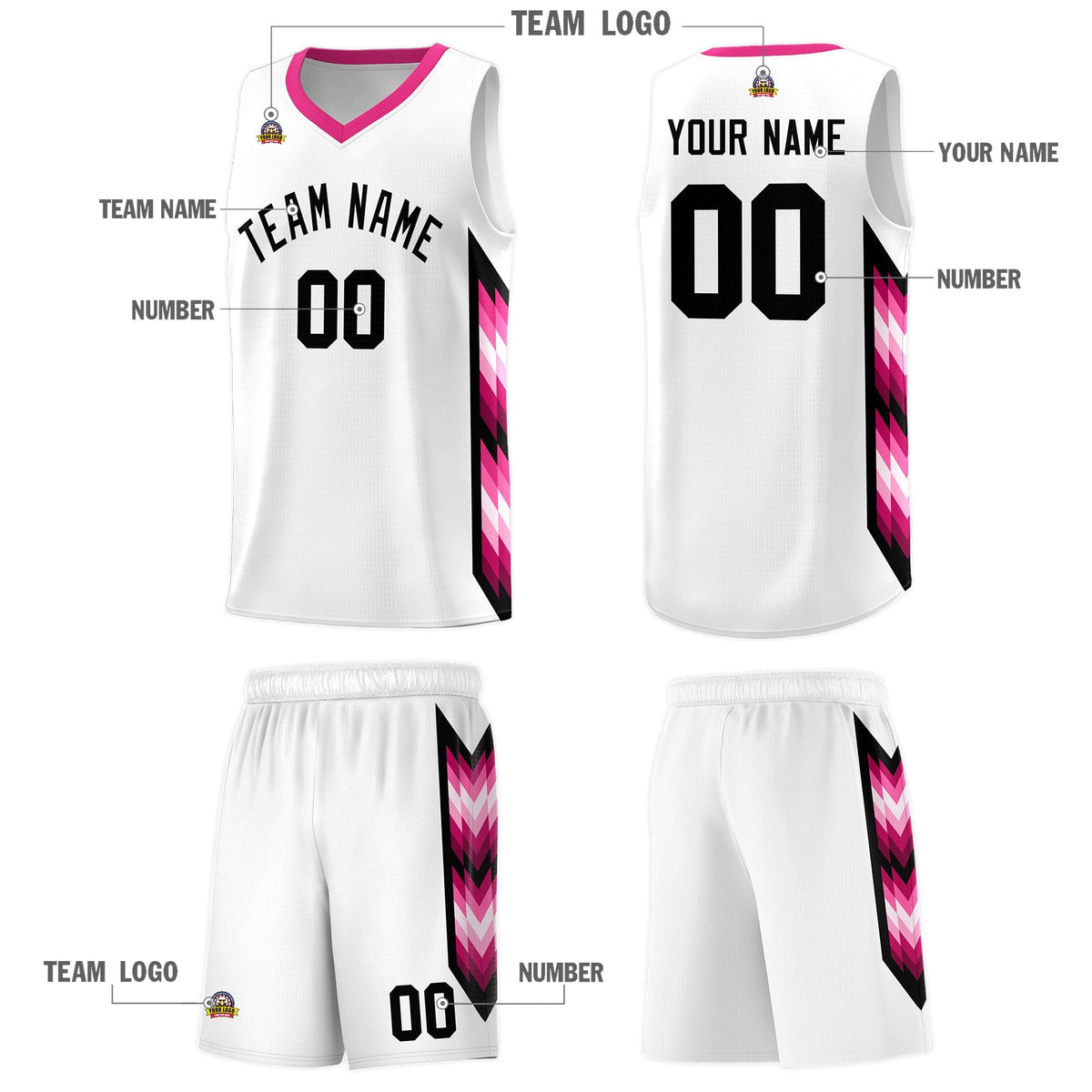 Custom White Mosaic Gradient Fashion Sports Uniform Basketball Jersey