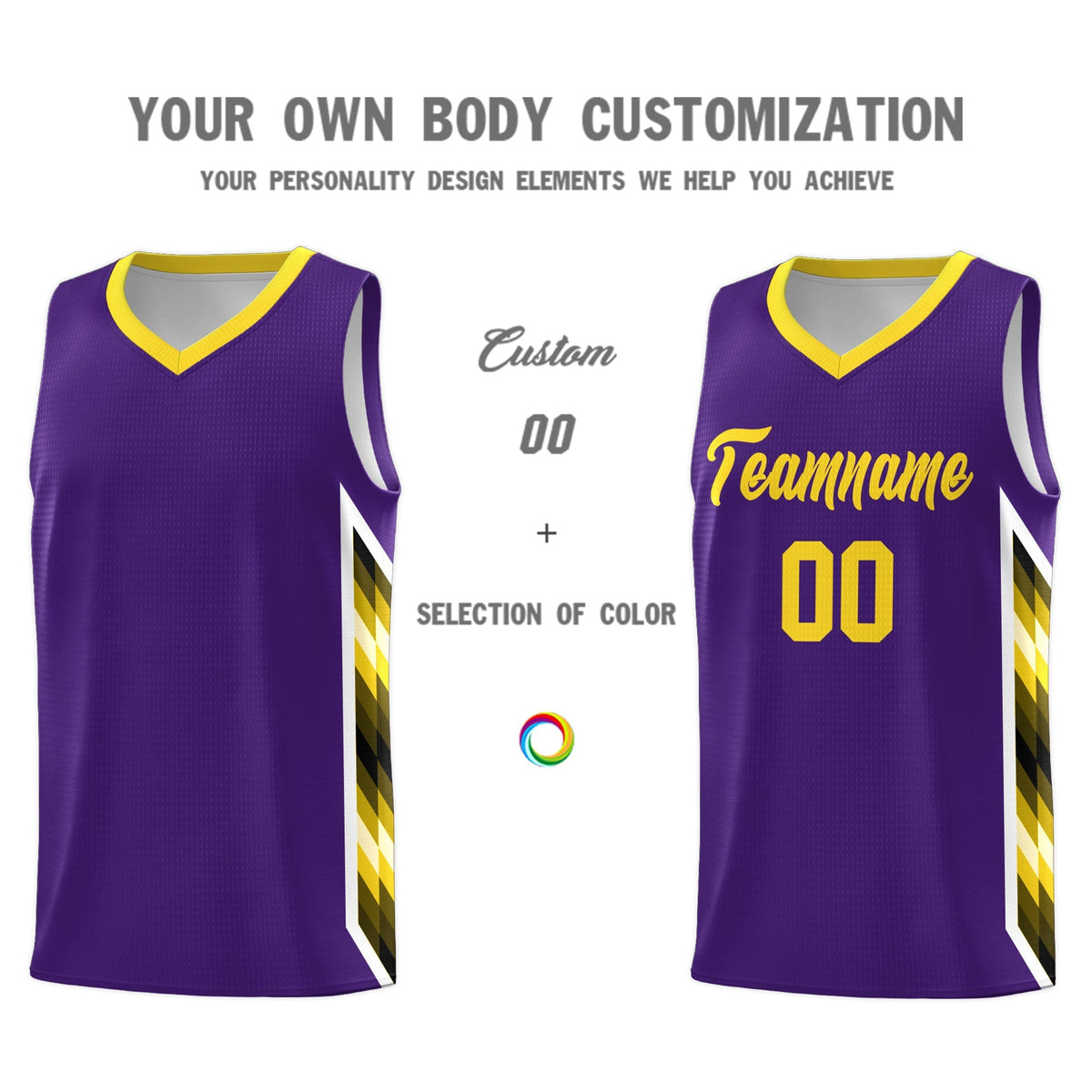 Custom Purple Mosaic Gradient Fashion Sports Uniform Basketball Jersey