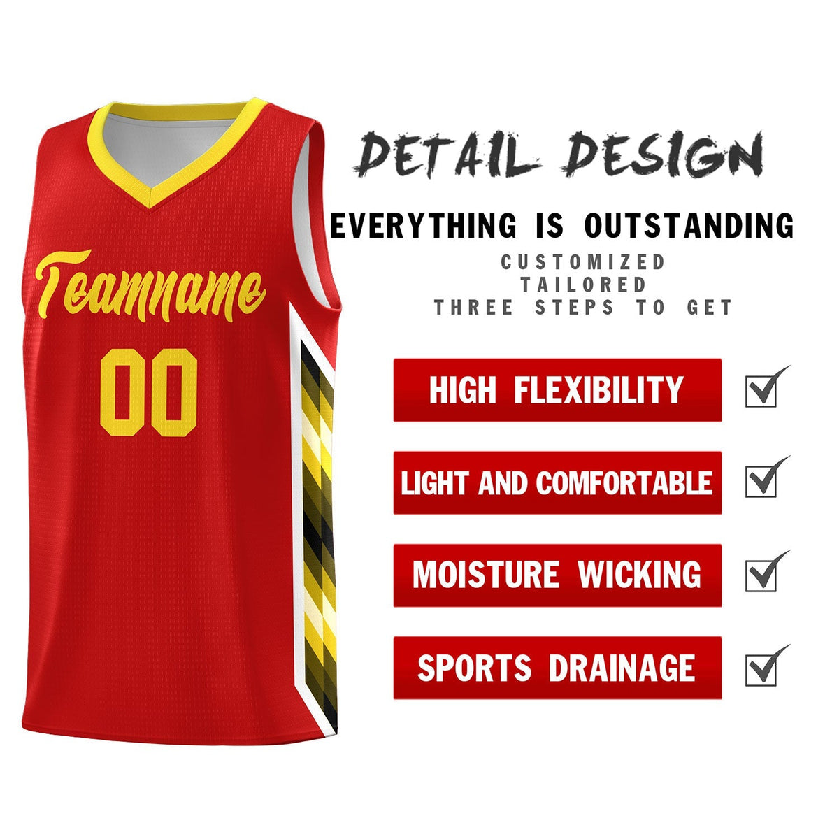 Custom Red Mosaic Gradient Fashion Sports Uniform Basketball Jersey