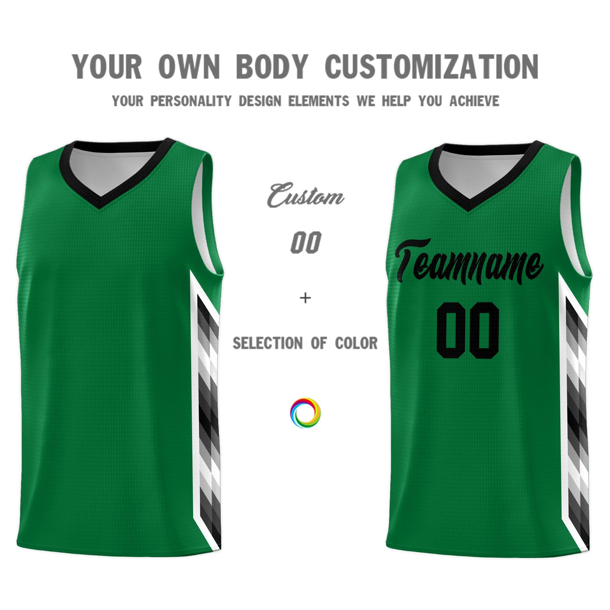 Custom Kelly Green Mosaic Gradient Fashion Sports Uniform Basketball Jersey