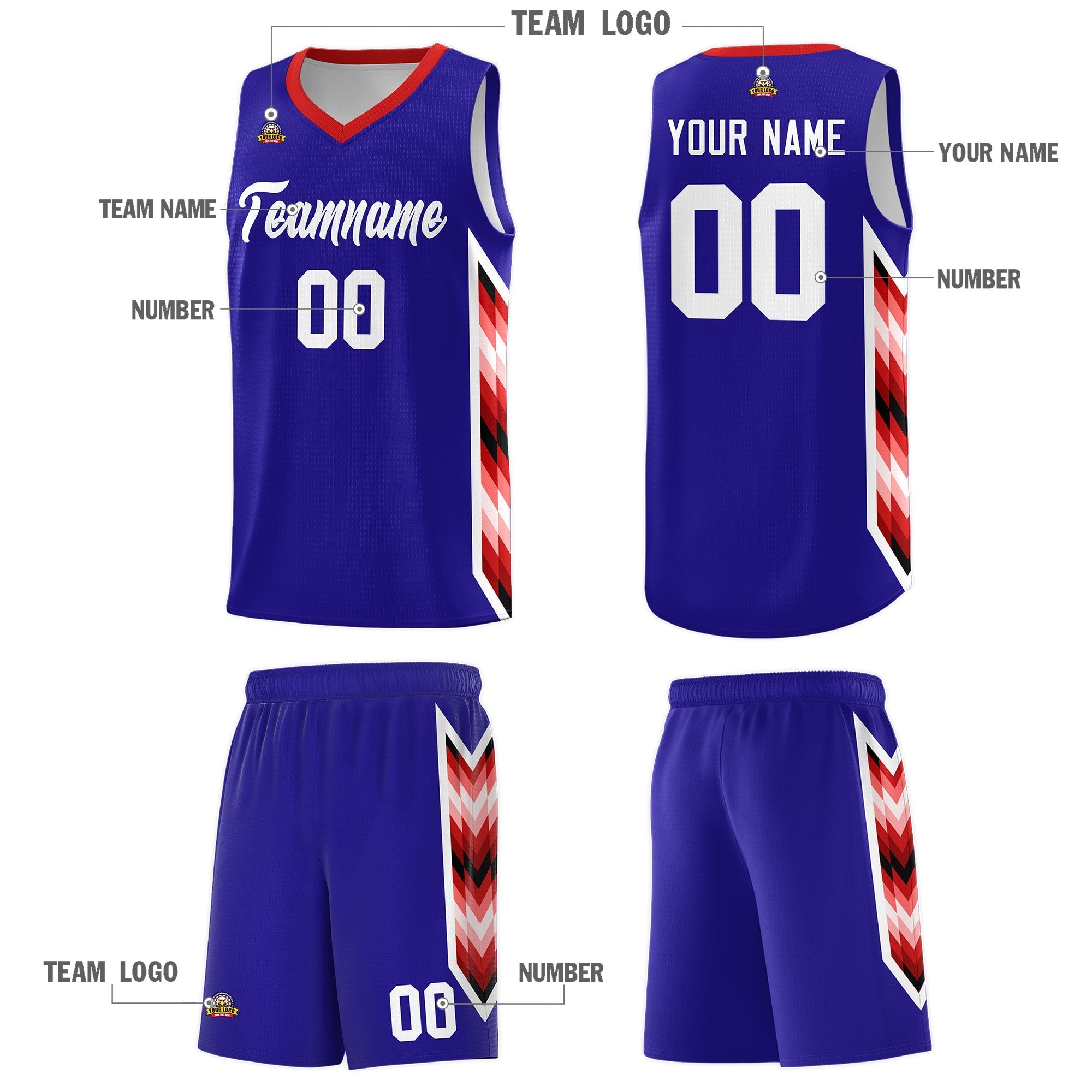 Custom Royal Mosaic Gradient Fashion Sports Uniform Basketball Jersey