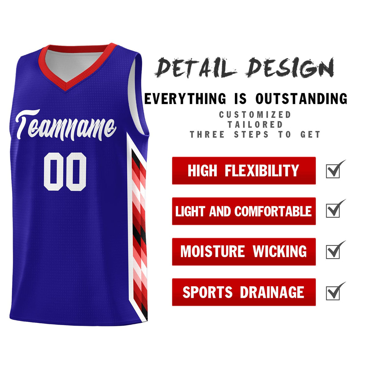 Custom Royal Mosaic Gradient Fashion Sports Uniform Basketball Jersey