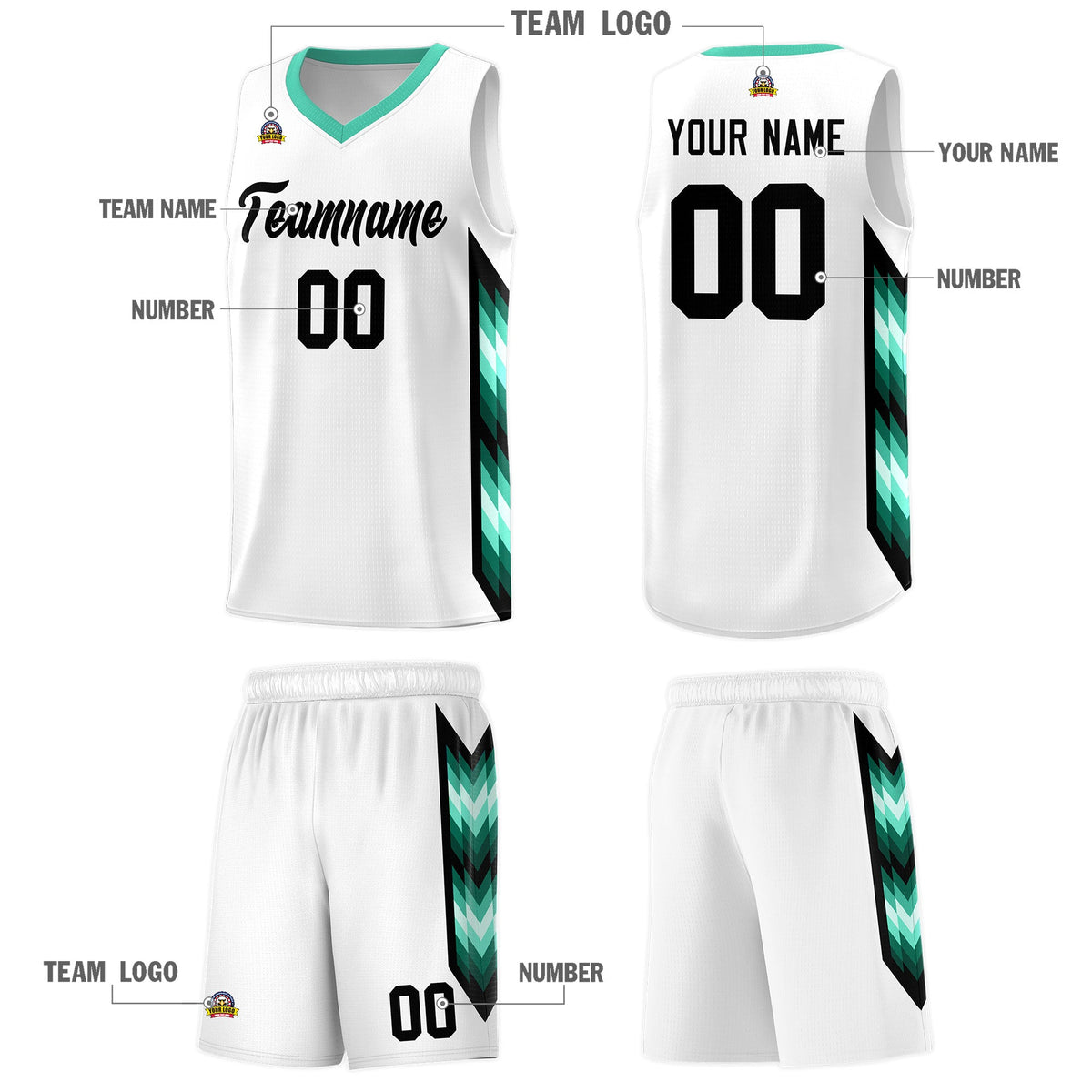 Custom White Mosaic Gradient Fashion Sports Uniform Basketball Jersey