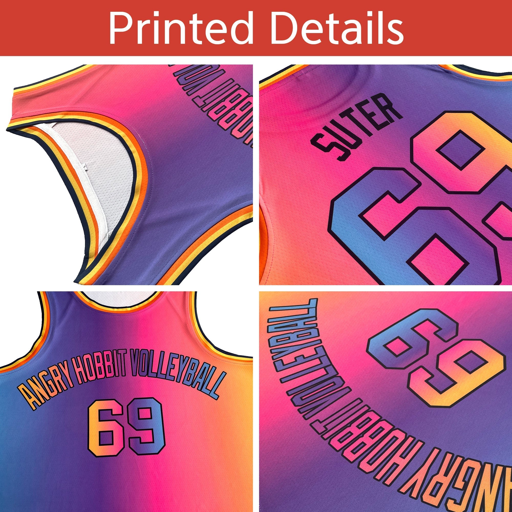 Custom Rose Red Mosaic Gradient Fashion Sports Uniform Basketball Jersey