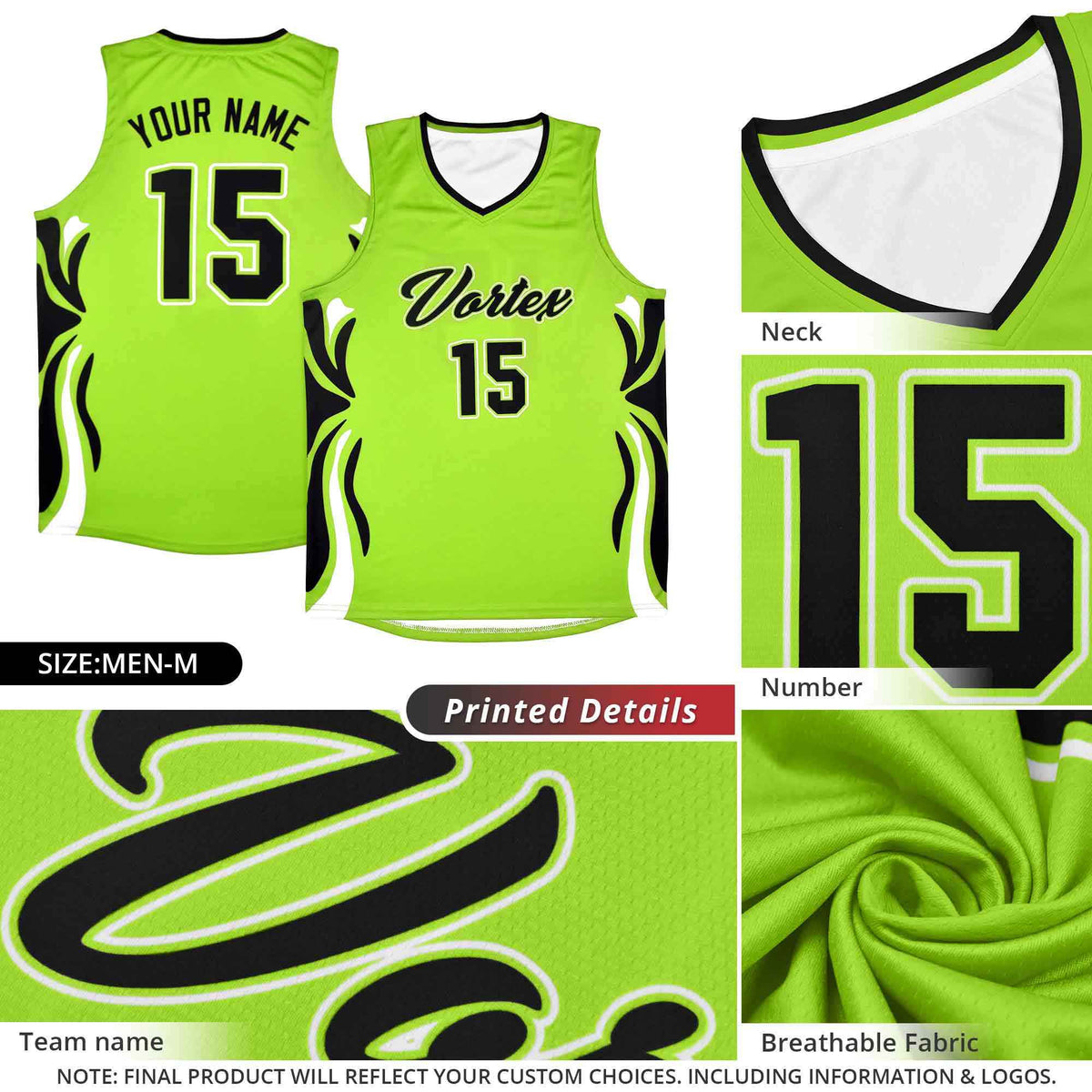 Custom Light Green Black-White Graffiti Pattern Side Curve Pattern Sports Uniform Basketball Jersey Sets