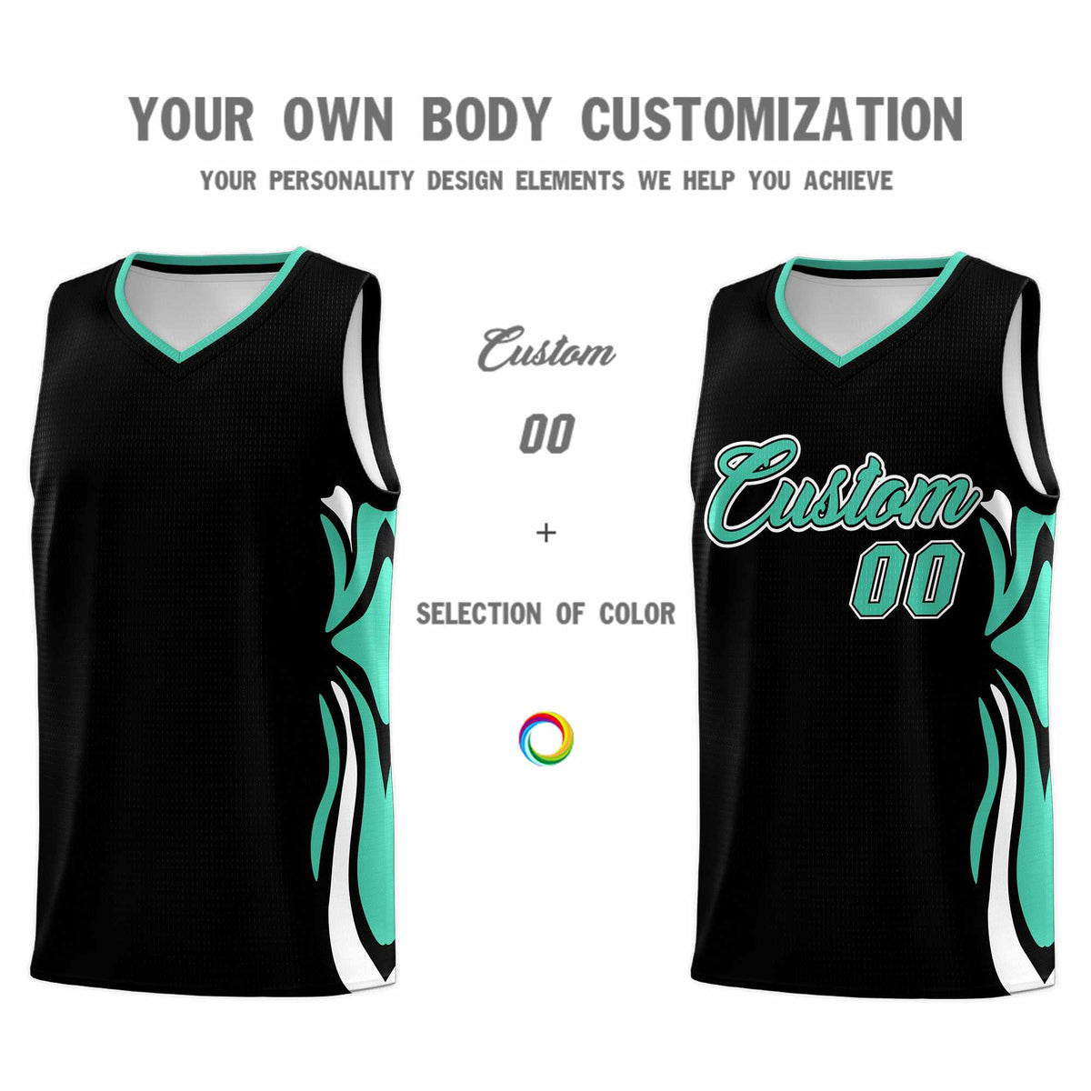 Custom Black Bright Green-White Graffiti Pattern Side Curve Pattern Sports Uniform Basketball Jersey Sets