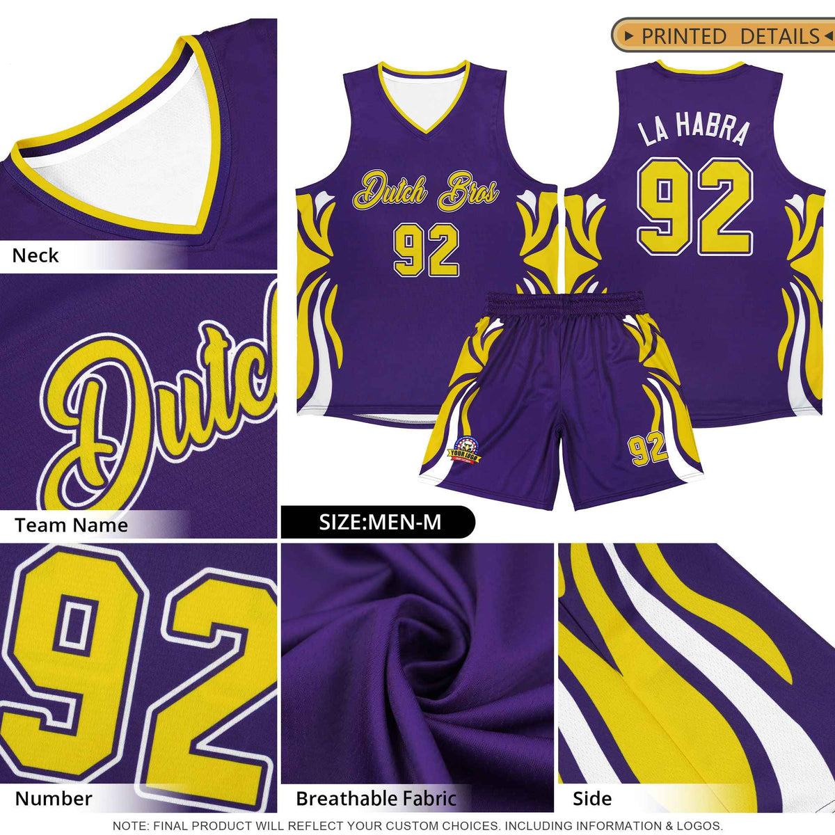 Custom Gold Royal-White Graffiti Pattern Side Curve Pattern Sports Uniform Basketball Jersey Sets