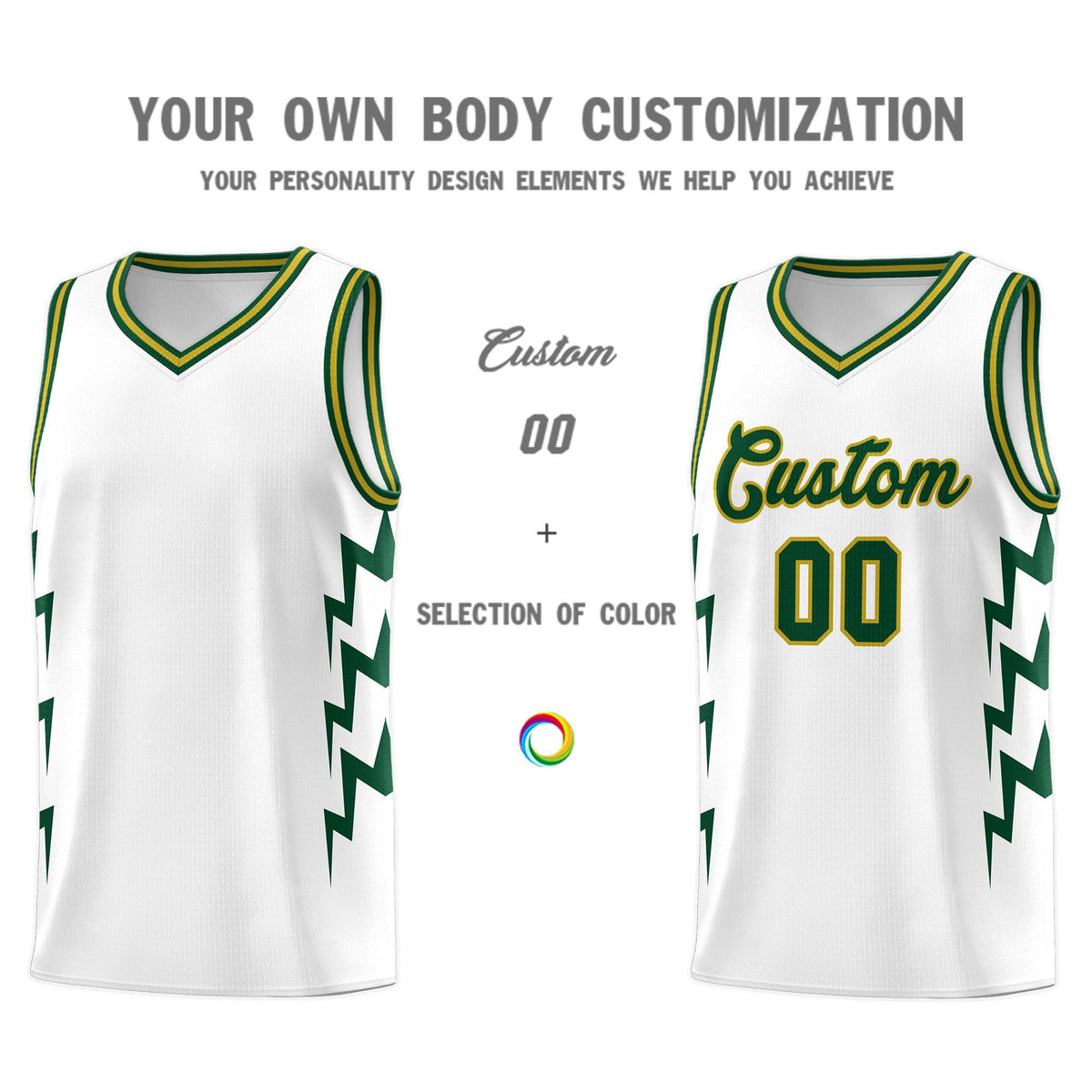 Custom White Side Lightning Pattern Sports Uniform Basketball Jersey