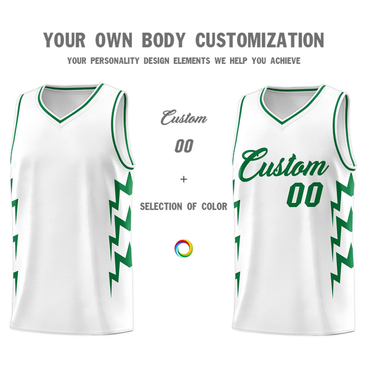 Custom White Side Lightning Pattern Sports Uniform Basketball Jersey