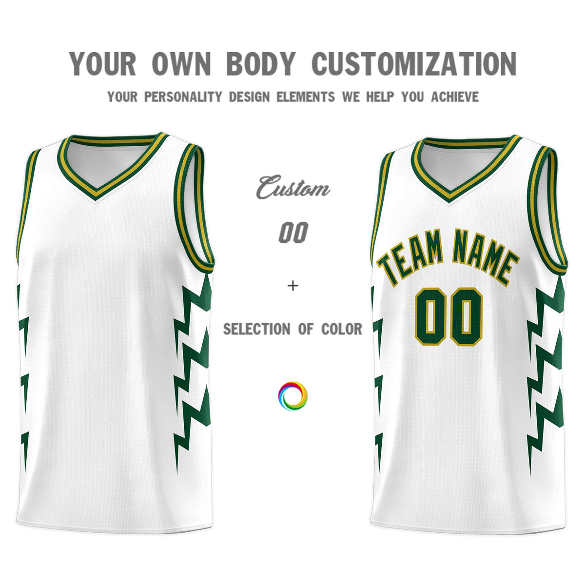 Custom White Side Lightning Pattern Sports Uniform Basketball Jersey